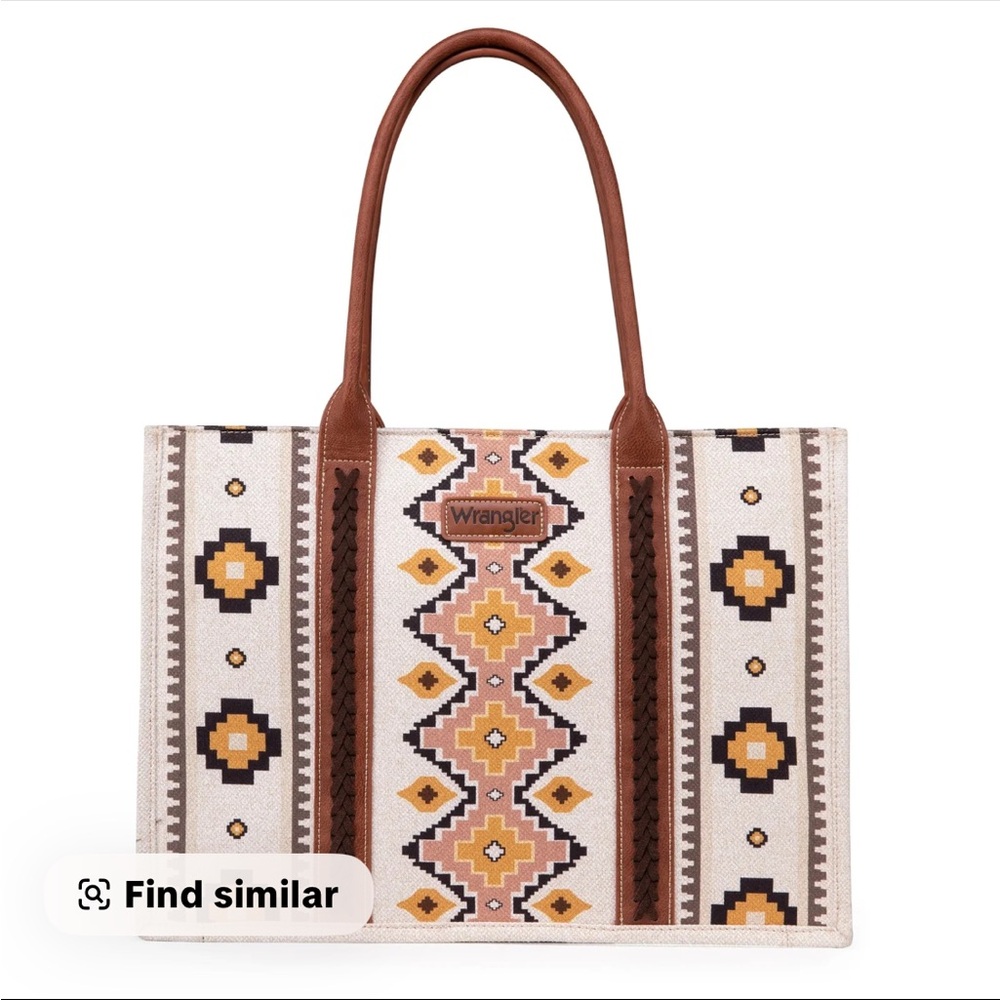 Wrangler Women's Tote with Geometric Design - Tan and Cream